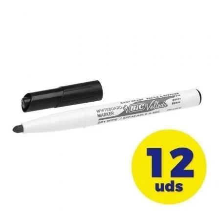 Bic Velleda 1741 Marcador para Pizarra Blanca Negro, Set de 12 unidades